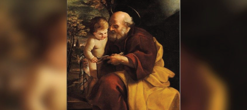 Pintura de San José y el niño Jesús.