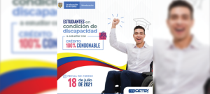 Estudiante sentado en silla de ruedas.