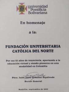 Reconocimiento UPB a UCN por sus 25 años.