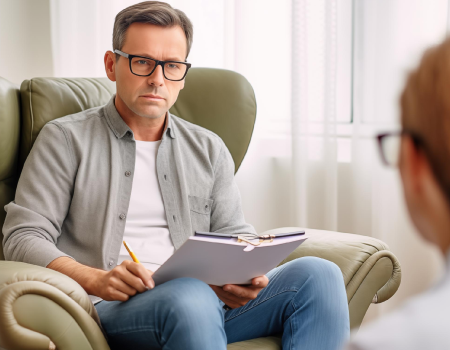 Psicólogo en sesión.