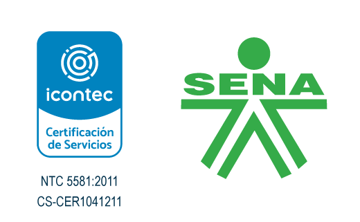Sello ICONTEC NTC 5581:2011 CS 0024-1 y logosímbolo del SENA
