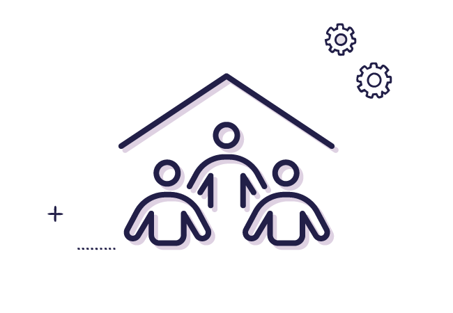 Ícono personas debajo de un techo