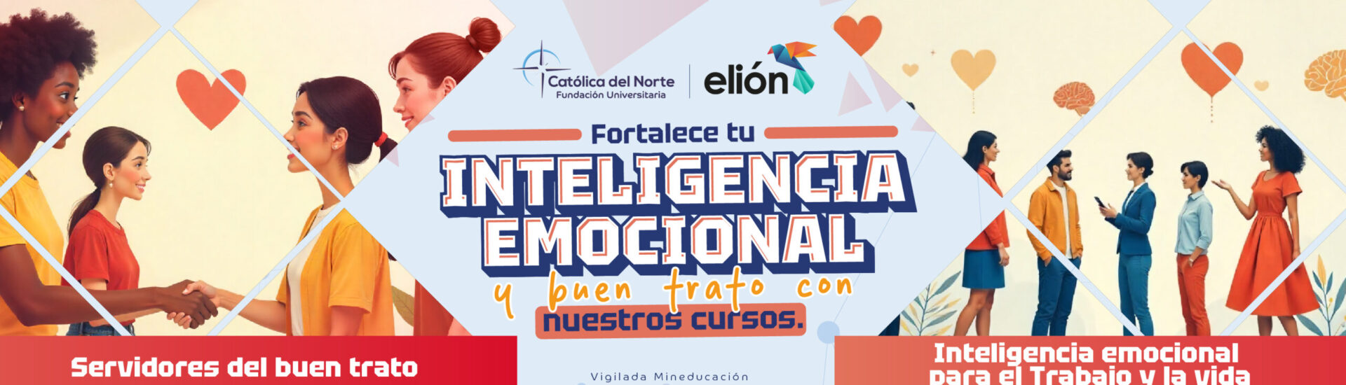 Banner informativo sobre curso de inteligencia emocional y buen trato para el trabajo y la vida
