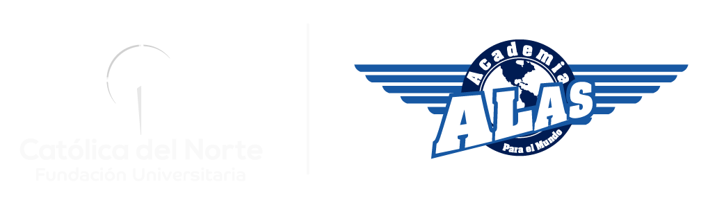 Logo de la Fundación Universitaria Católica del Norte en cobranding con el logo de la Academia ALAS en co