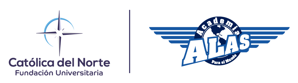 Logo de la Fundación Universitaria Católica del Norte en cobranding con el logo de la Academia ALAS en co