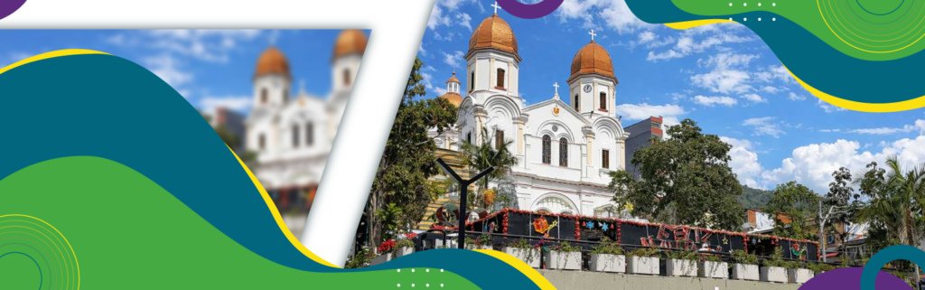 Basílica menor La Merced en el parque principal del municipio de Yarumal, Antioquia.