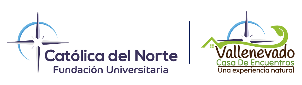 Logo de la Fundación Universitaria Católica del Norte en cobranding con el logo de Vallenevado