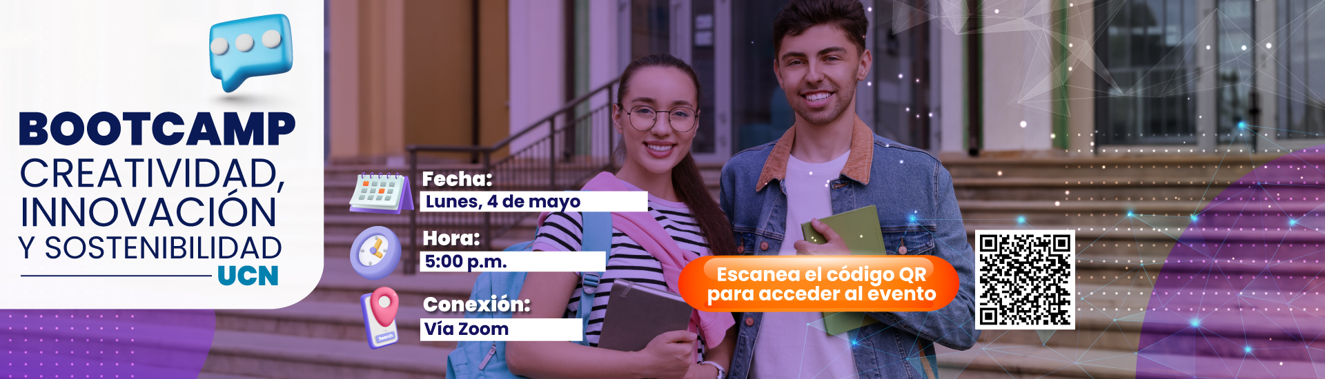 Banner informativo fecha del Bootcamp - Creatividad, Innovación y Sostenibilidad