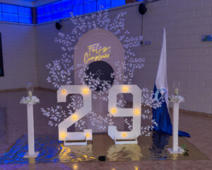 Decoración evento de aniversario número 29