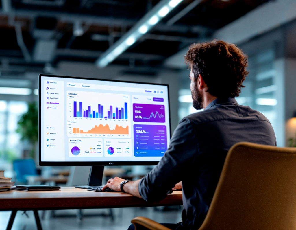 Analista de datos usando un dashboard