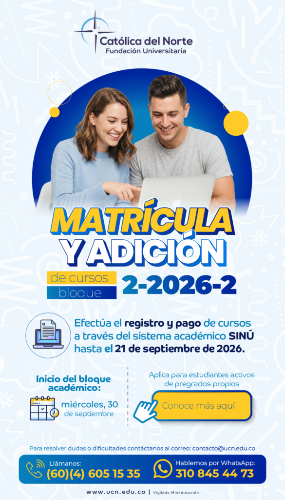Mensaje informativo sobre matrículas y adición de materias para el bloque 2 del 2026.