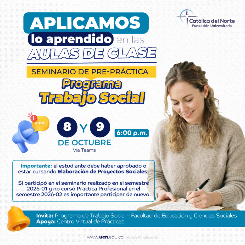 Seminario de Pre-práctica del programa de Trabajo Social de la UCN, 8 y 9 de octubre de 2026